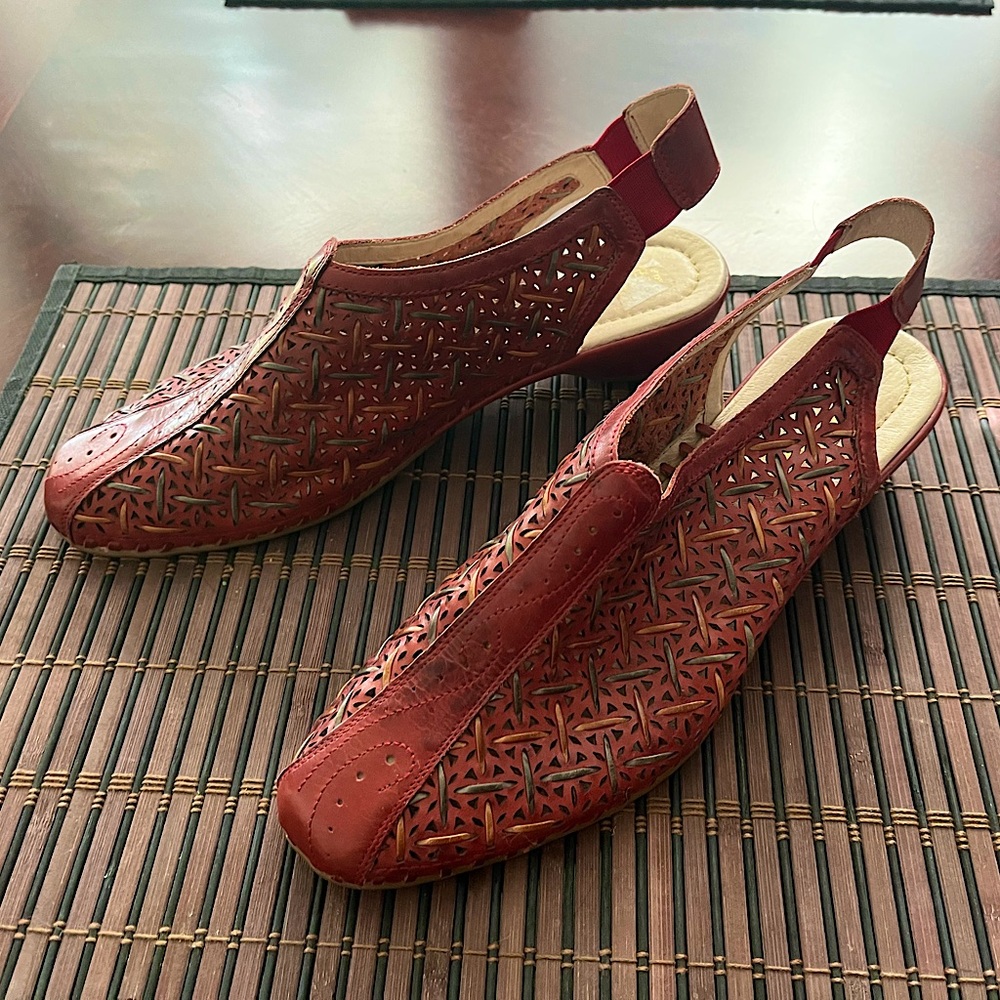 PIKOLINOS Woven Slingback Shoes Red Multi Colored size 41